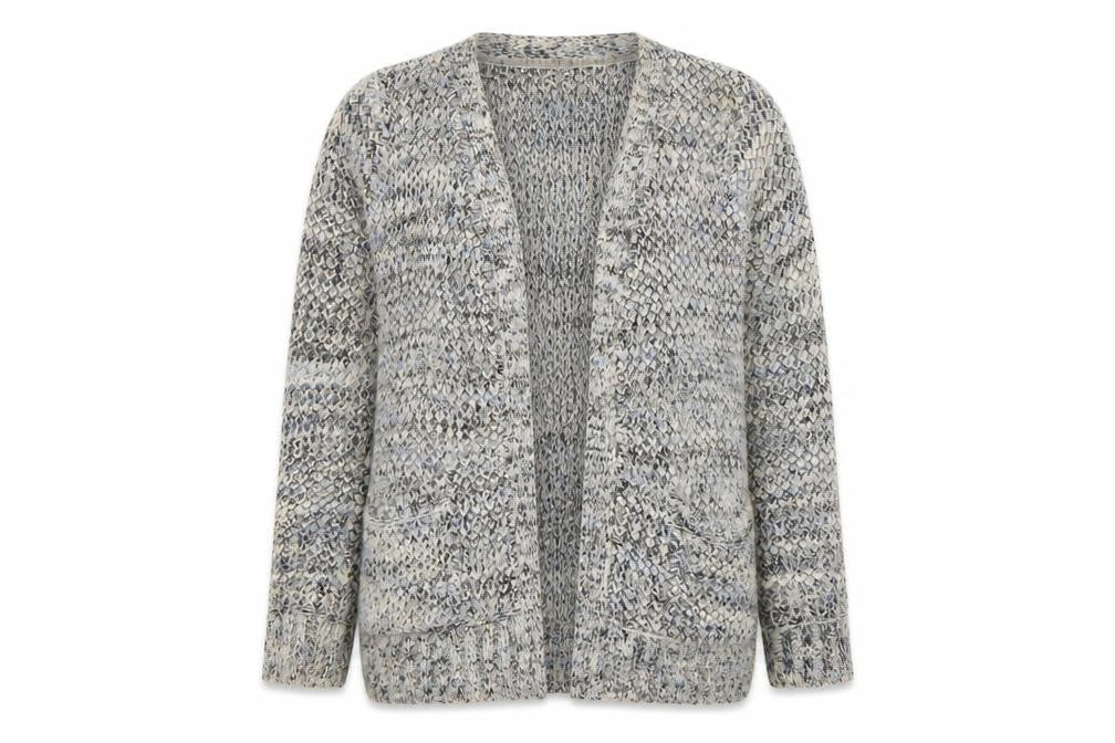 Papaya Womens Grey V-Neck  Acrylic Cardigan Jumper Size S