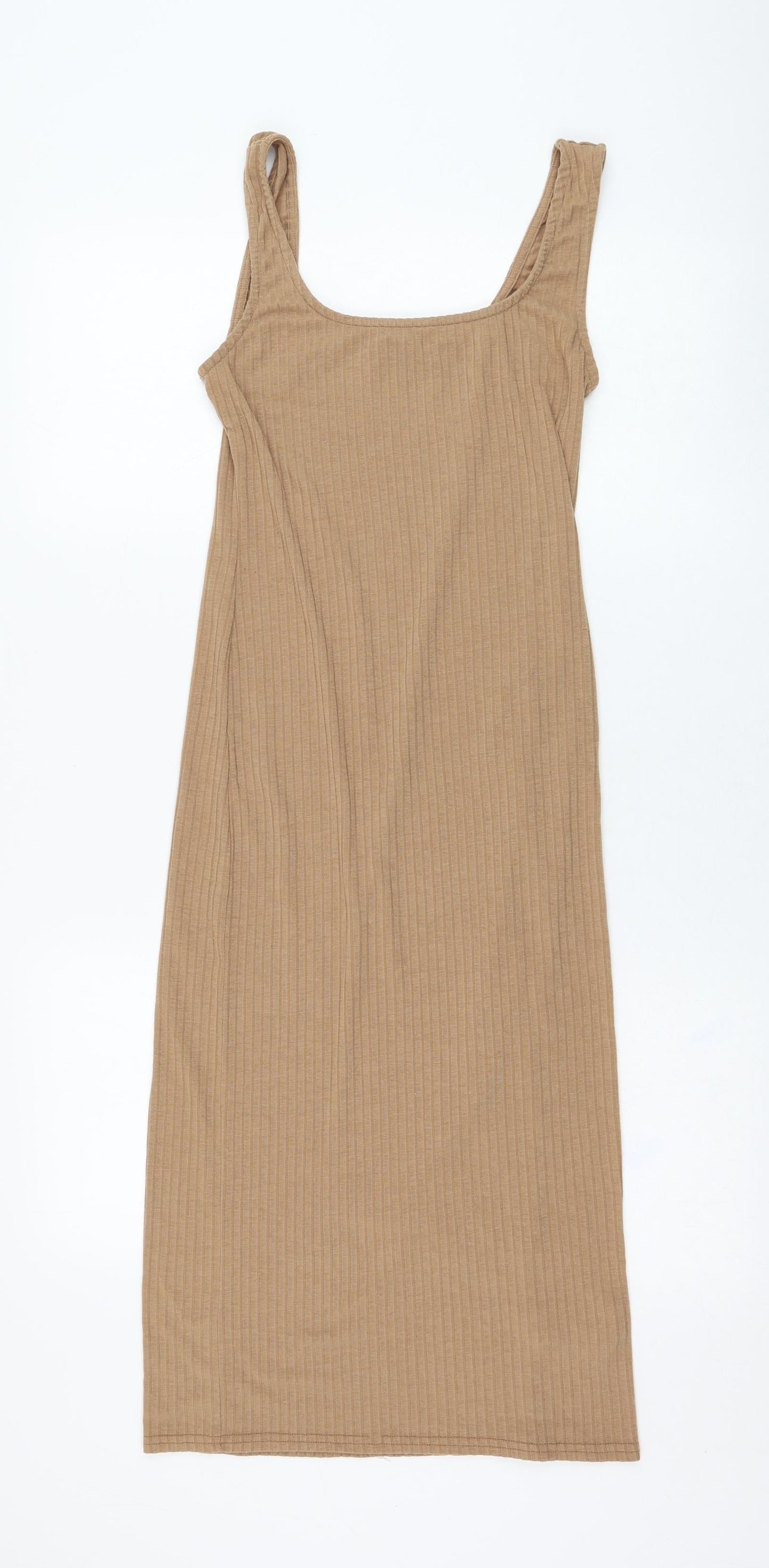 New Look Womens Brown  Polyester Tank Dress  Size 10  Round Neck Pullover