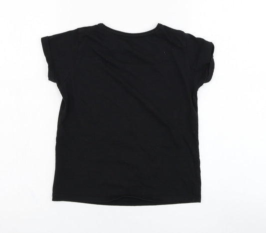 Primark Boys Black  Cotton Basic T-Shirt Size 8-9 Years Round Neck Pullover