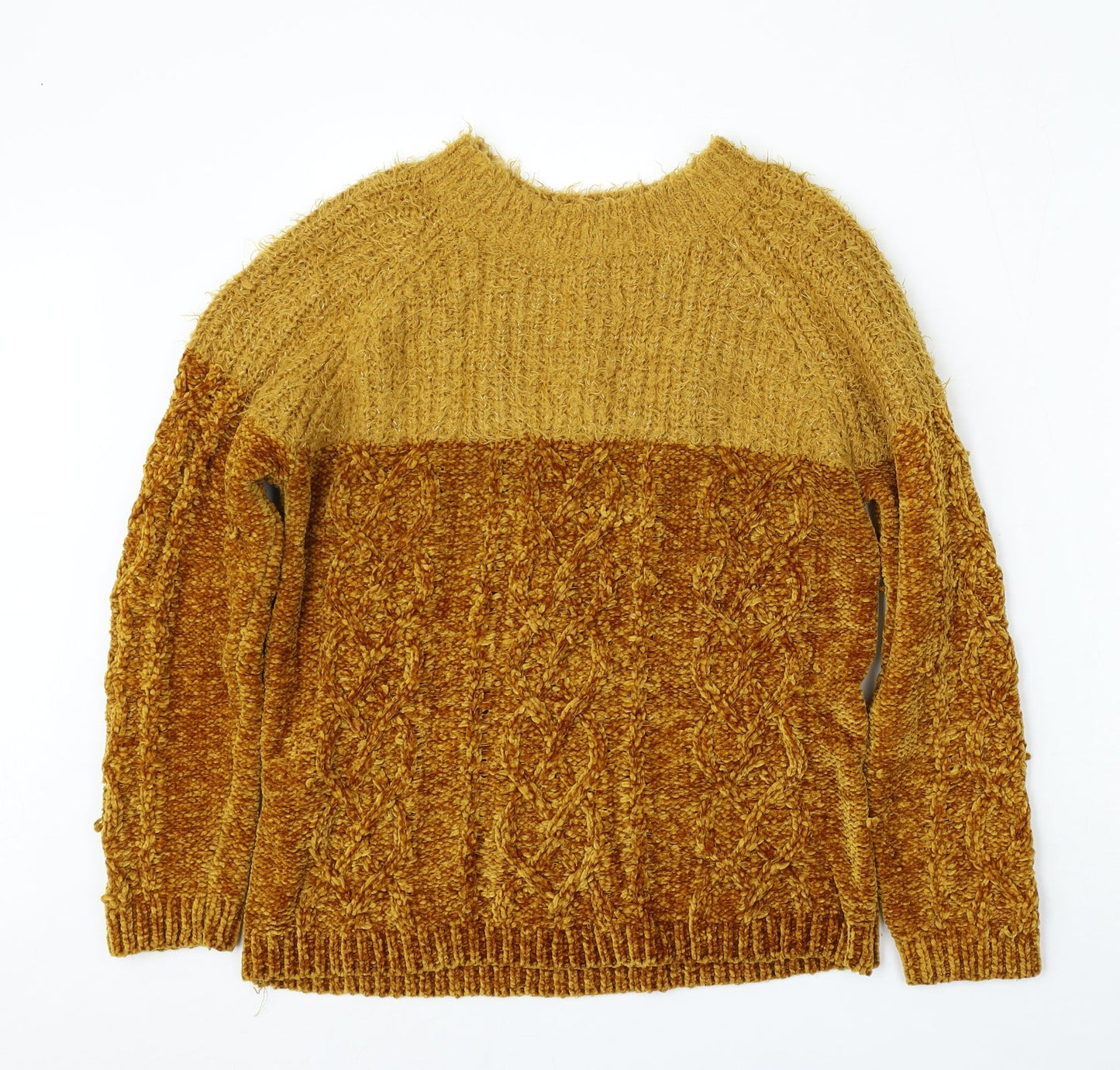 Papaya Womens Yellow Round Neck  Polyester Pullover Jumper Size M