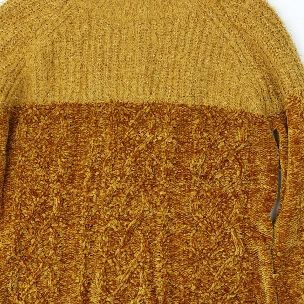 Papaya Womens Yellow Round Neck  Polyester Pullover Jumper Size M