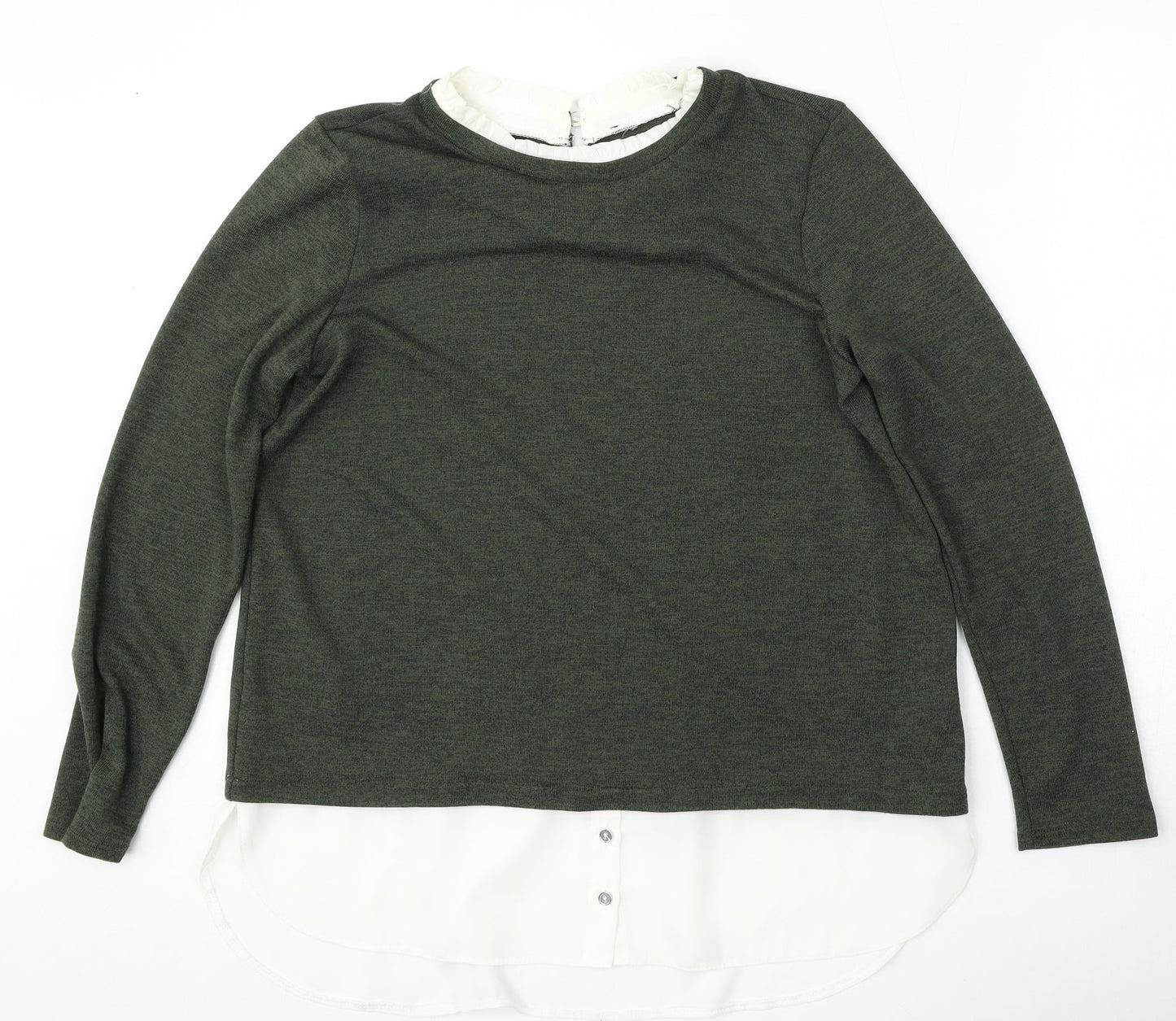 Dorothy Perkins Womens Green Collared  Polyester Pullover Jumper Size 14