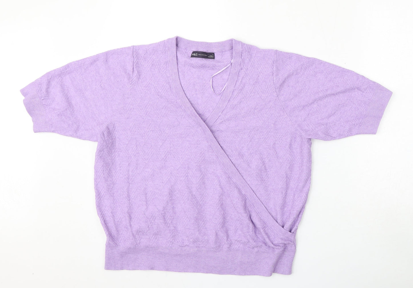 Marks and Spencer Womens Purple V-Neck  Viscose Pullover Jumper Size L