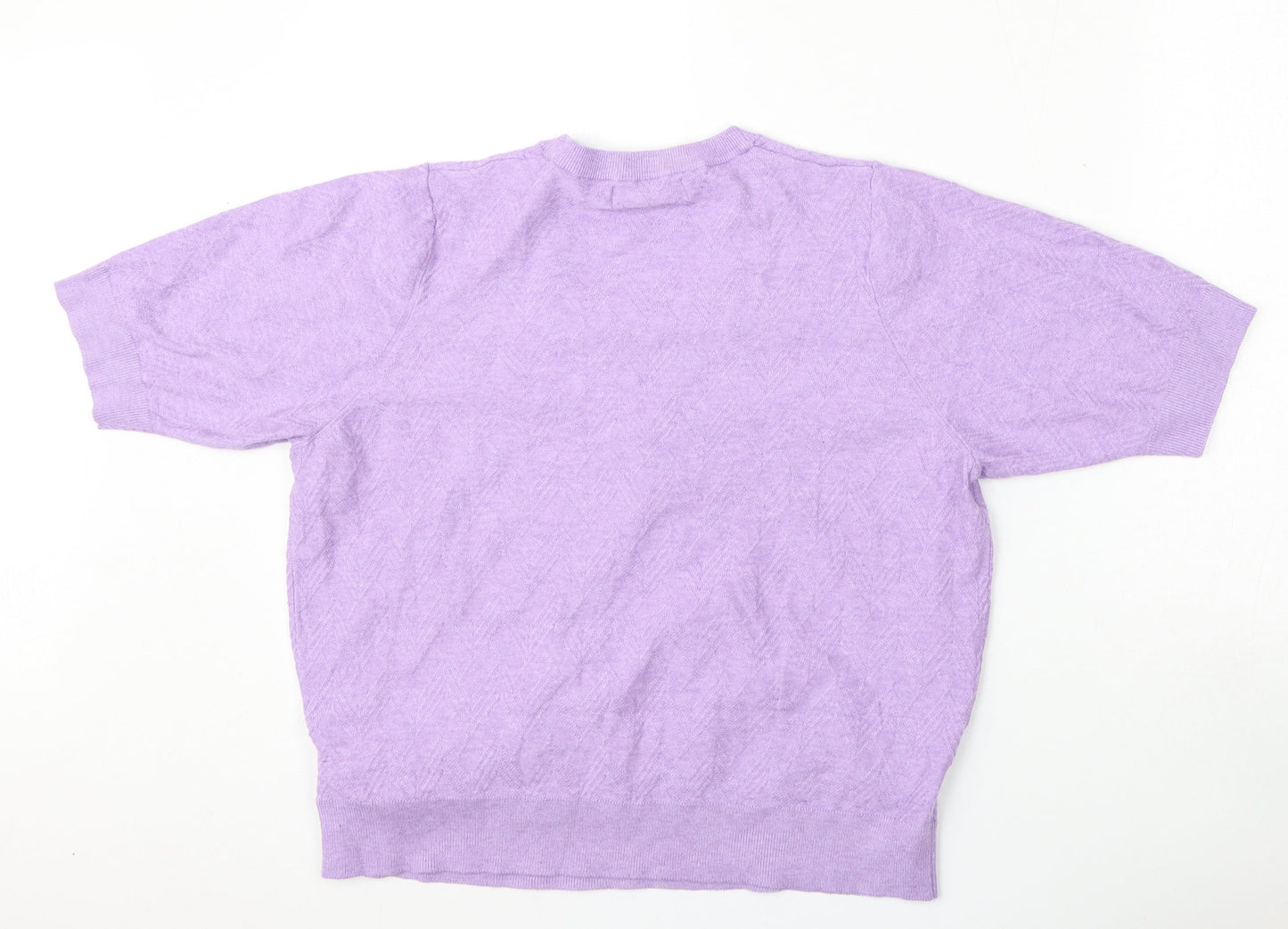 Marks and Spencer Womens Purple V-Neck  Viscose Pullover Jumper Size L