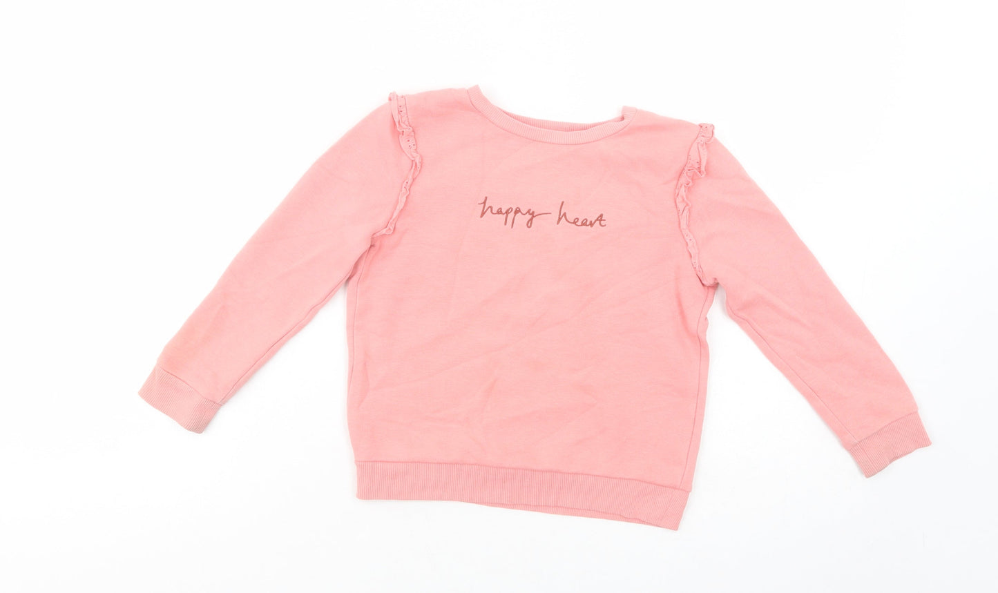 George Girls Pink  Cotton Pullover Sweatshirt Size 4-5 Years  Pullover - Happy Heart