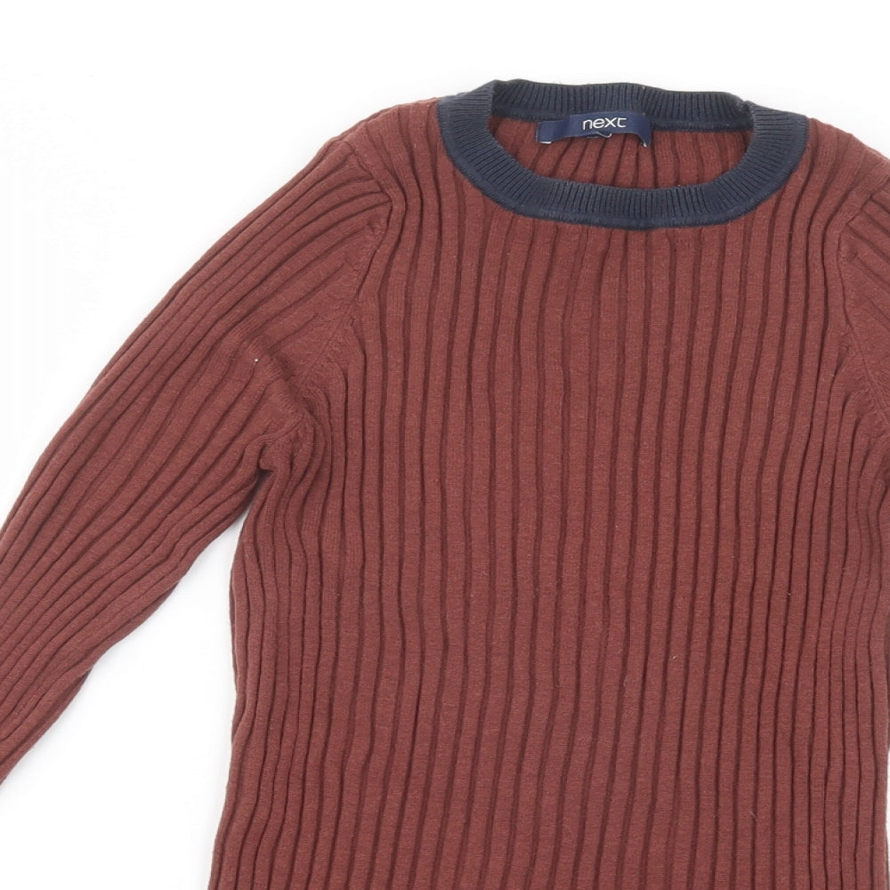 NEXT Womens Brown Crew Neck  Nylon Pullover Jumper Size 12