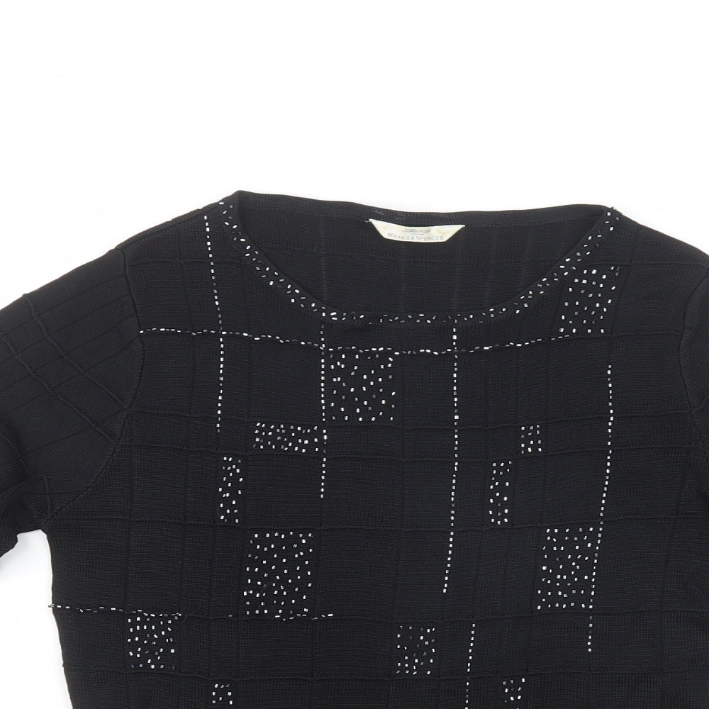Marks and Spencer Womens Black Boat Neck  Viscose Pullover Jumper Size 14