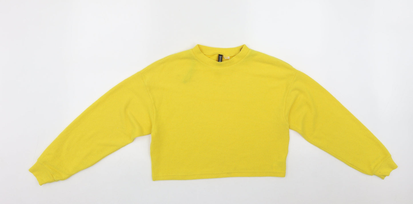 Divided Womens Yellow Round Neck  Polyester Pullover Jumper Size XS