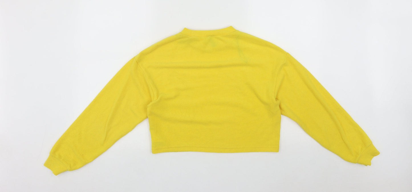 Divided Womens Yellow Round Neck  Polyester Pullover Jumper Size XS