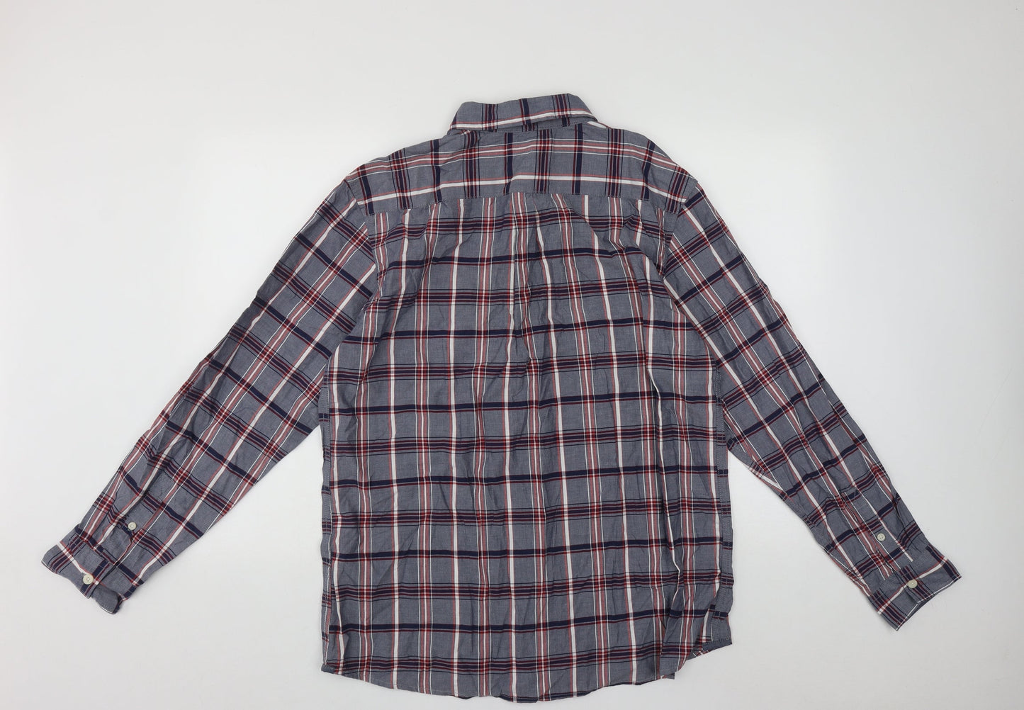 Geogre Mens Multicoloured Plaid Cotton  Button-Up Size L Collared Button