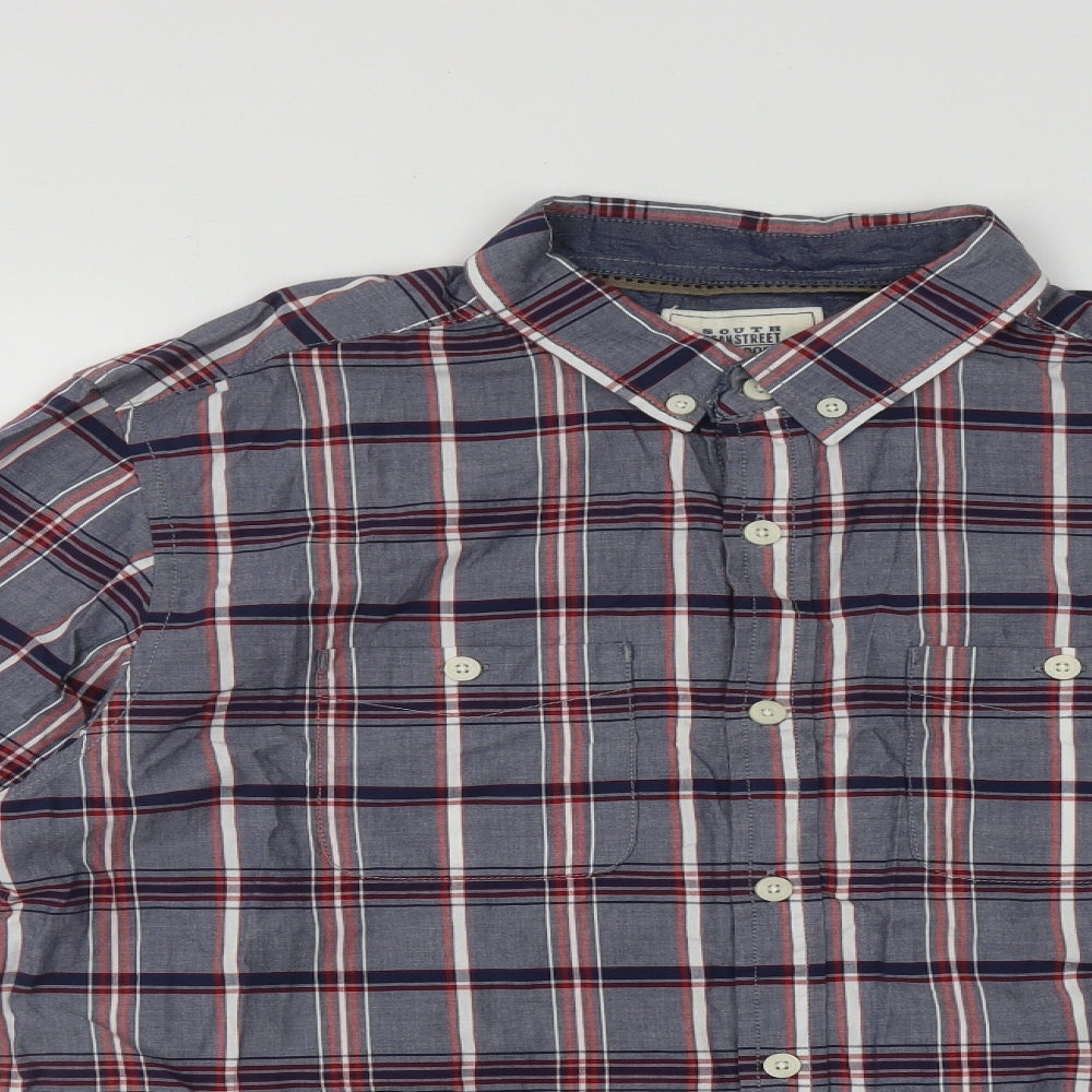 Geogre Mens Multicoloured Plaid Cotton  Button-Up Size L Collared Button