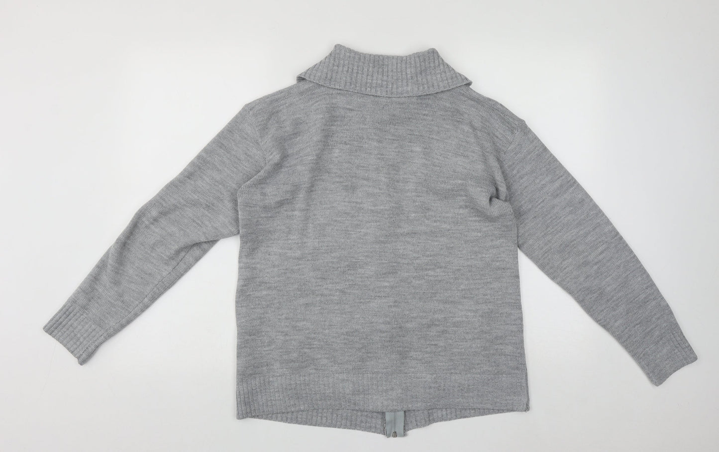 Choice Collection Womens Grey Collared  Acrylic Full Zip Jumper Size L