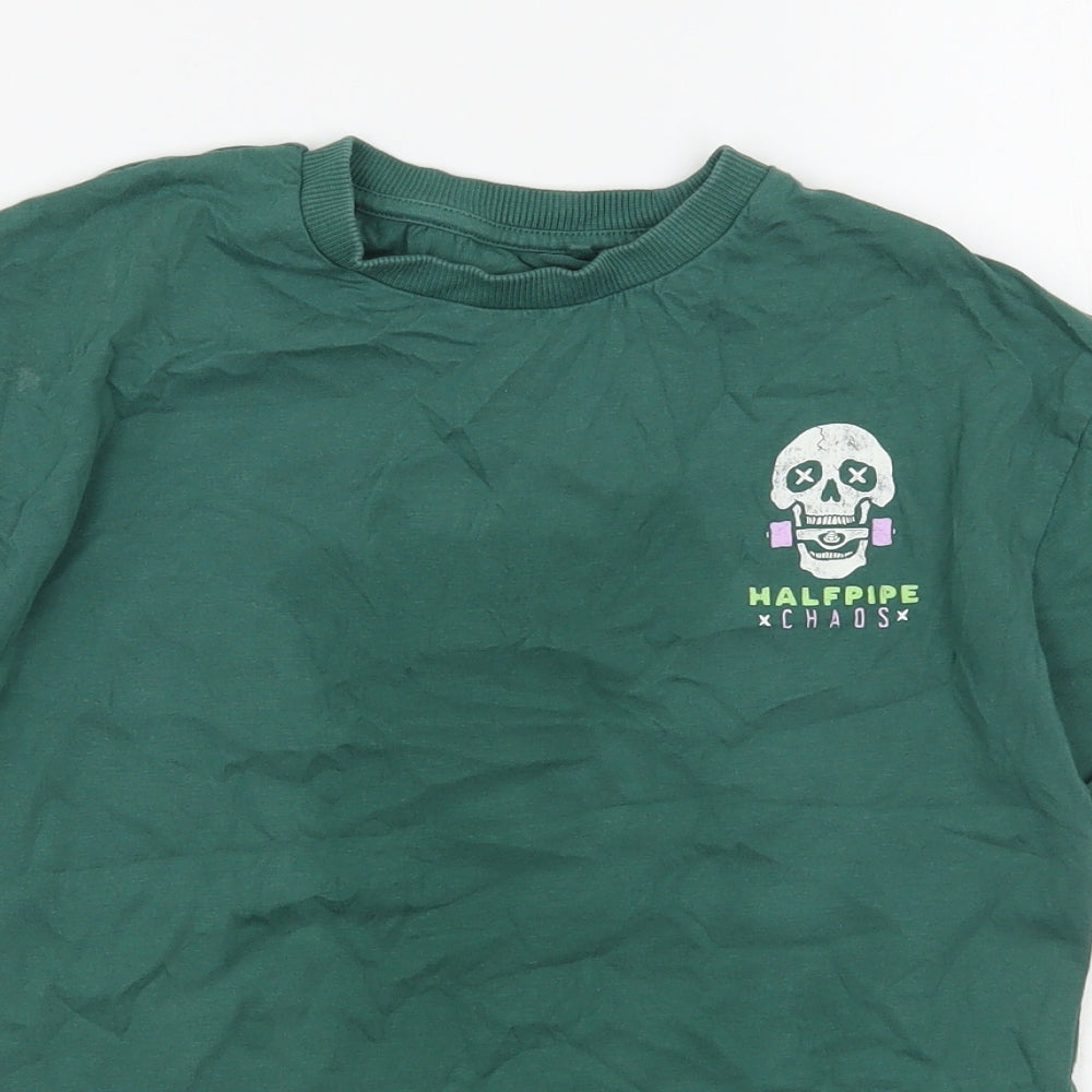 NEXT Boys Green  100% Cotton Basic T-Shirt Size 8 Years Round Neck Pullover