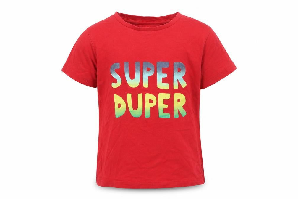 Dunnes Boys Red  Cotton Basic Casual Size 2-3 Years Round Neck  - Super Duper