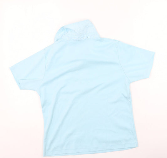 Paramount Womens Blue  Polyester Basic T-Shirt Size M V-Neck