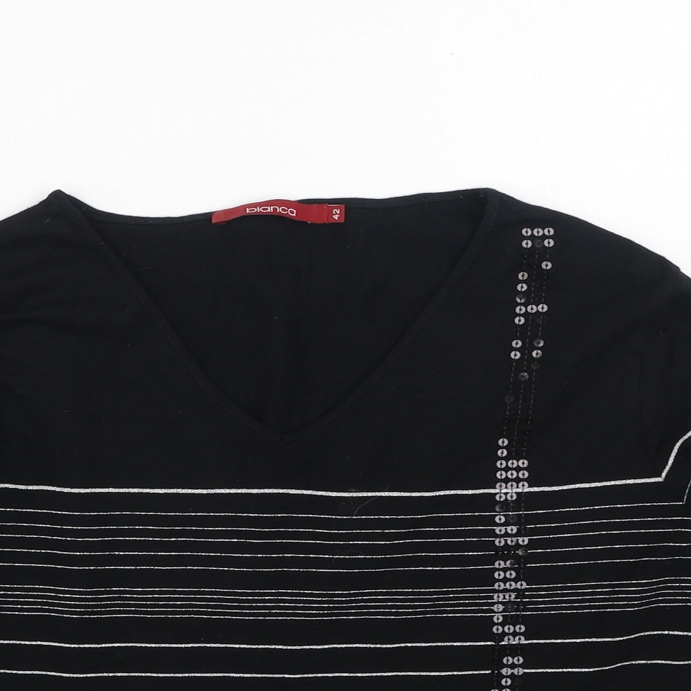 Bianca Womens Black  Viscose Basic T-Shirt Size 42 Round Neck