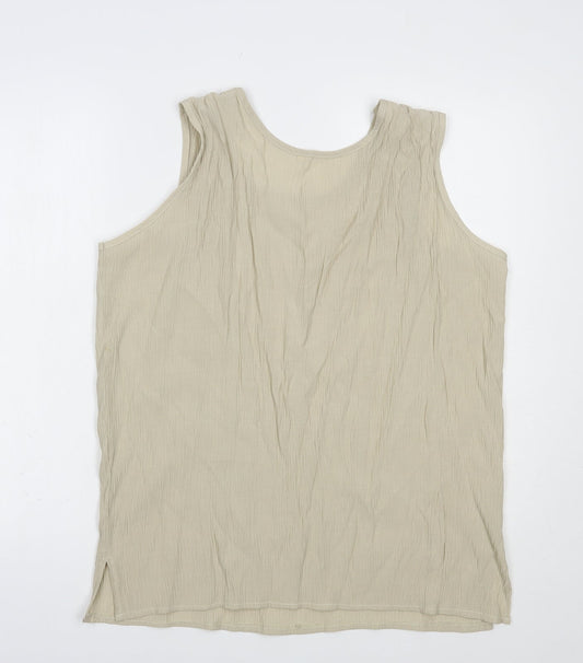 Preworn Womens Beige  Polyester Basic Blouse Size L Scoop Neck