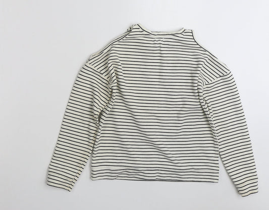 River Island Girls White Striped Cotton Pullover Sweatshirt Size 11-12 Years  Pullover - Only Love