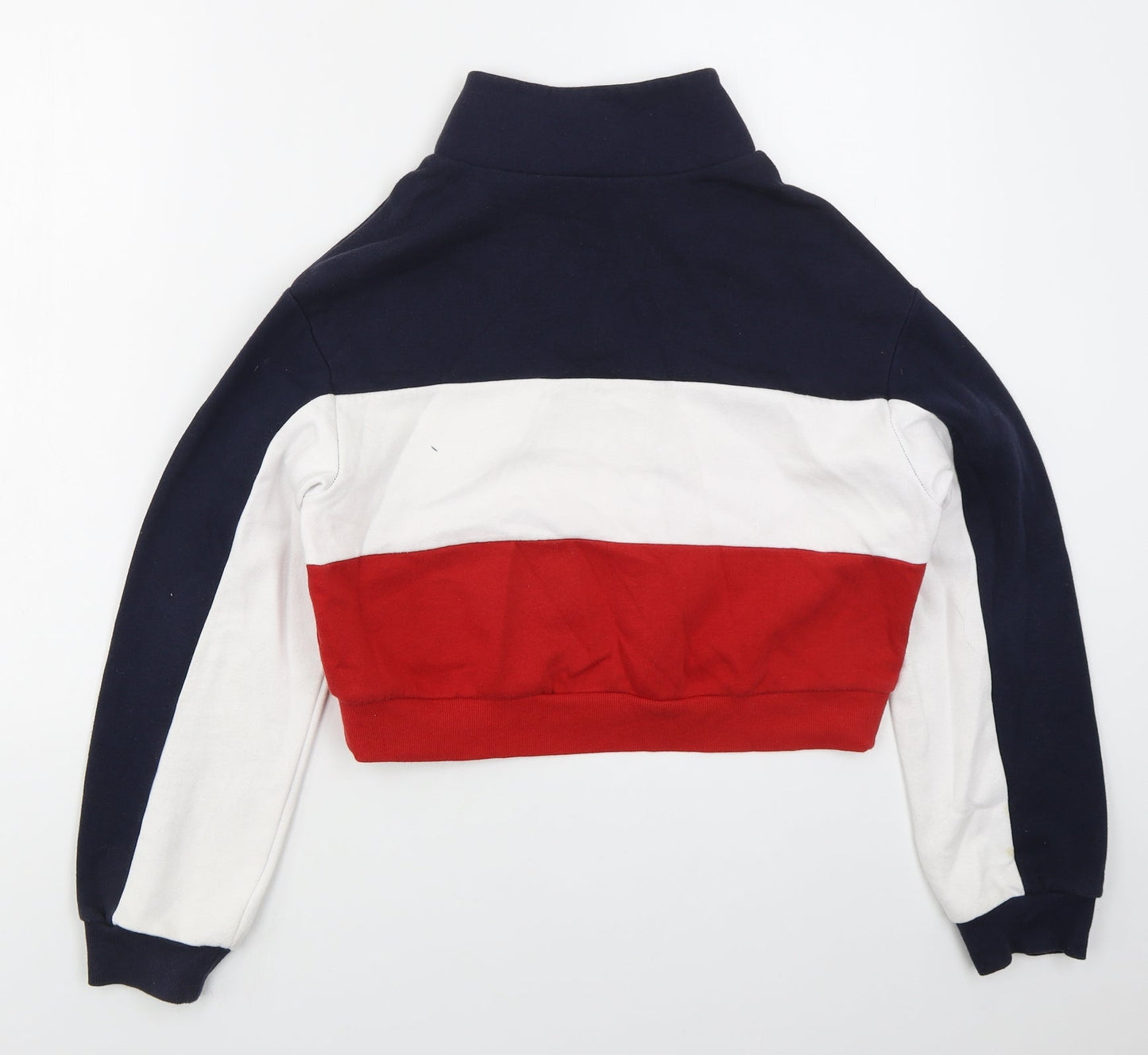 H&M Womens Blue Striped Cotton Pullover Sweatshirt Size XS  Zip - Red Original