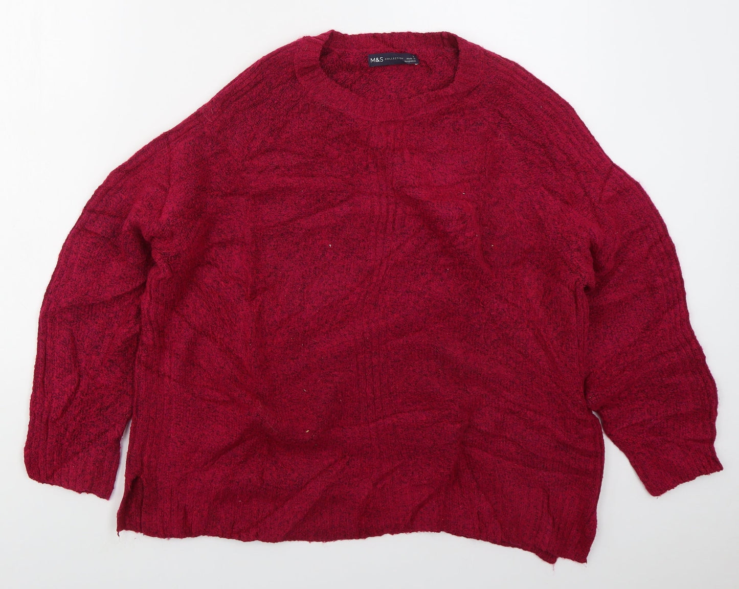 Marks and Spencer Womens Pink Crew Neck  Acrylic Pullover Jumper Size L