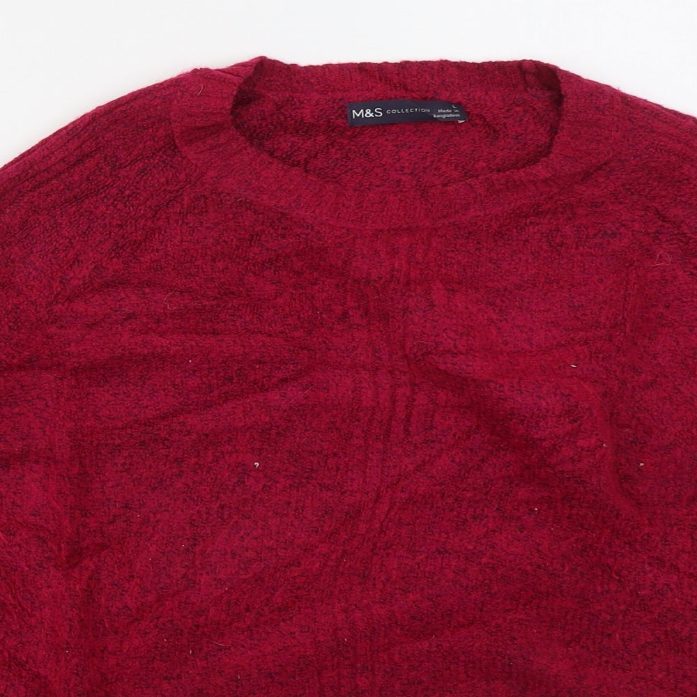 Marks and Spencer Womens Pink Crew Neck  Acrylic Pullover Jumper Size L