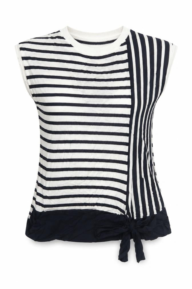 Marks and Spencer Womens Blue Boat Neck Striped Viscose Vest Jumper Size 10