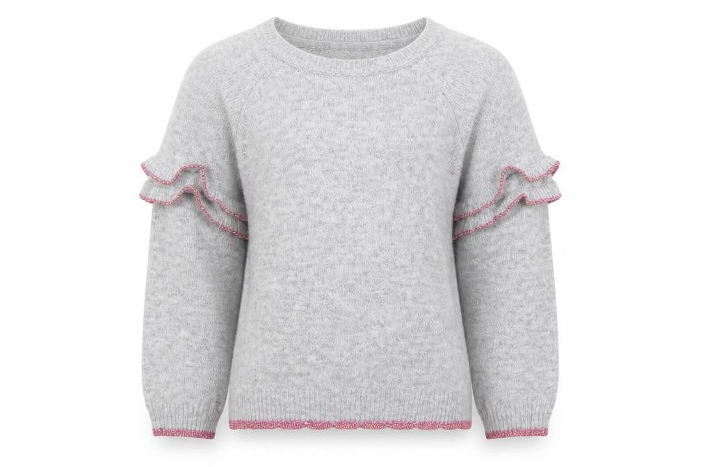 Marks and Spencer Girls Grey Crew Neck  Acrylic Pullover Jumper Size 5-6 Years  Pullover