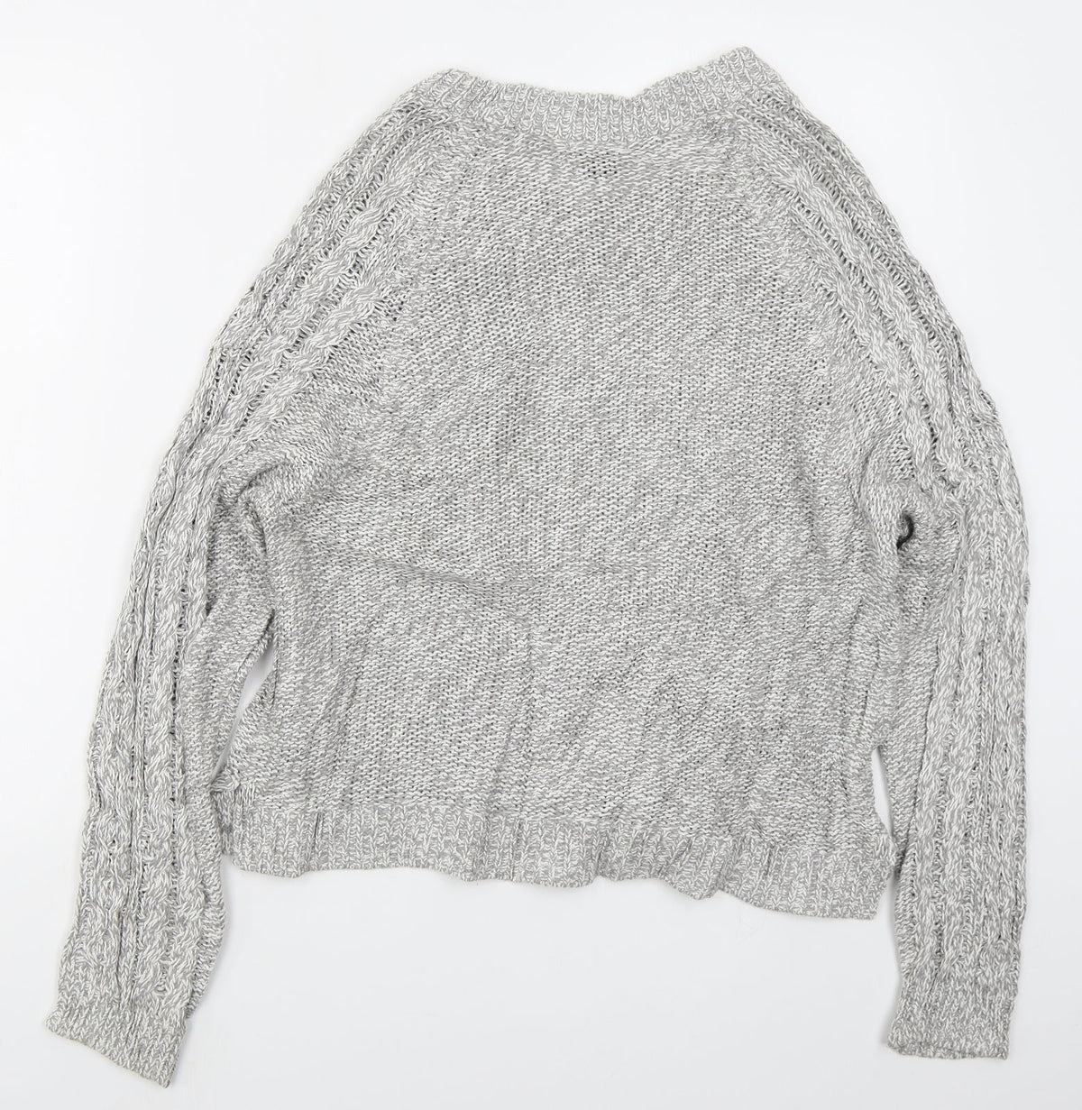 H&M Womens Grey Round Neck  Cotton Pullover Jumper Size M