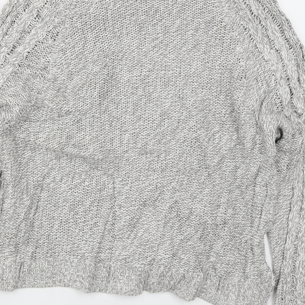 H&M Womens Grey Round Neck  Cotton Pullover Jumper Size M