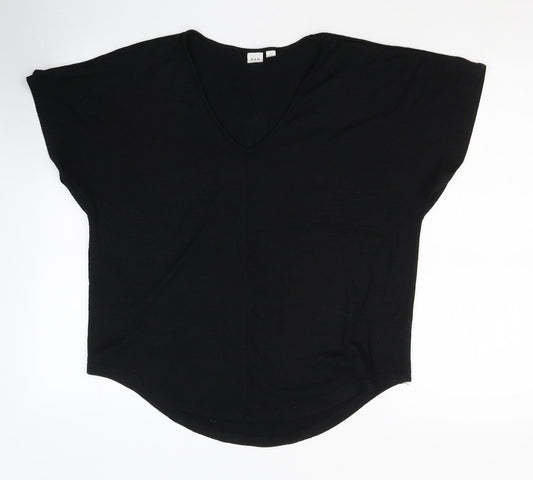 Gap Womens Black  Polyester Jersey T-Shirt Size S V-Neck