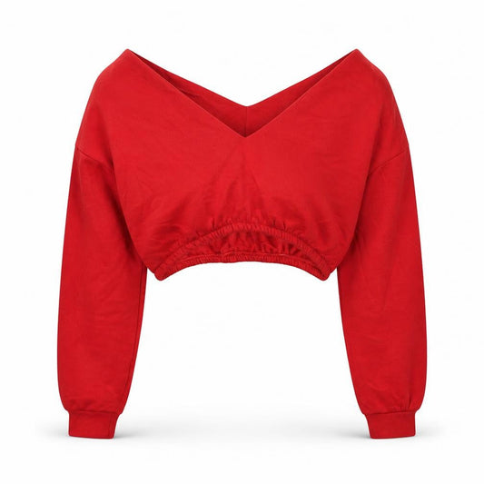 PRETTYLITTLETHING Womens Red  Polyester Pullover Sweatshirt Size S  Pullover - Cropped