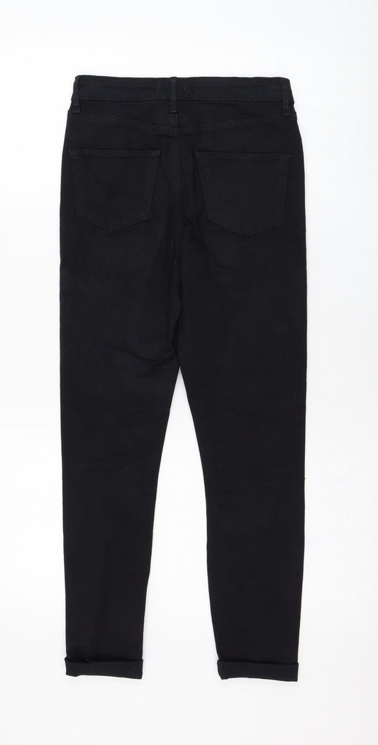 Miss Selfridge Womens Black  Cotton Skinny Jeans Size 8 L24 in Regular Zip