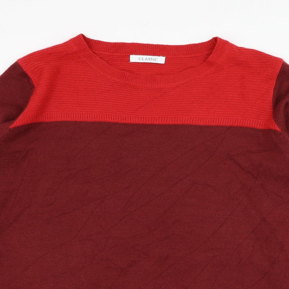 Marks and Spencer Womens Red Round Neck  Acrylic Pullover Jumper Size 14