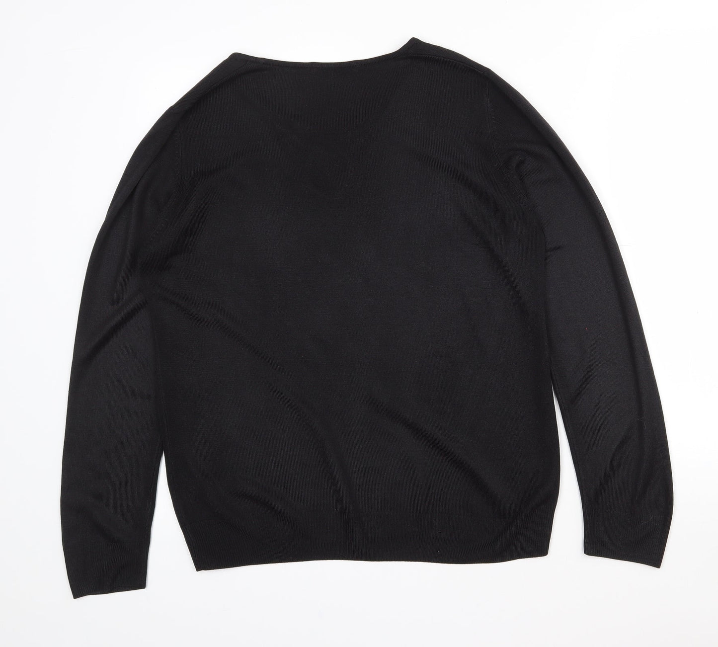 Marks and Spencer Womens Black Round Neck  Acrylic Pullover Jumper Size 10