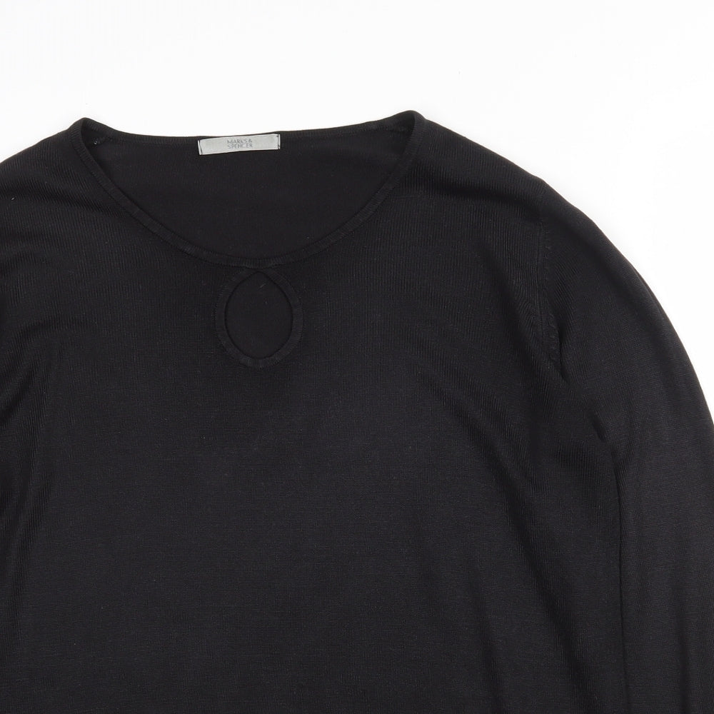 Marks and Spencer Womens Black Round Neck  Acrylic Pullover Jumper Size 10