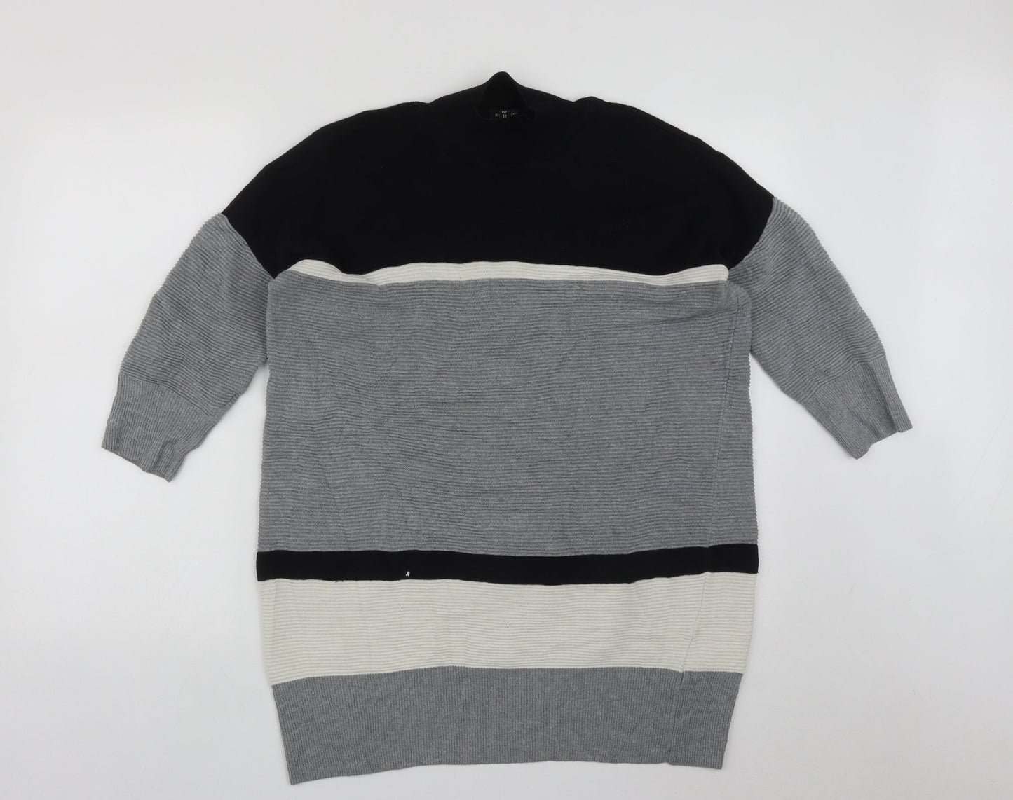 River Island Womens Multicoloured High Neck  Cotton Tunic Jumper Size 12
