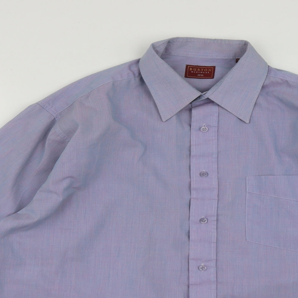 Burton Mens Purple  Polyester  Button-Up Size 15.5 Collared Button