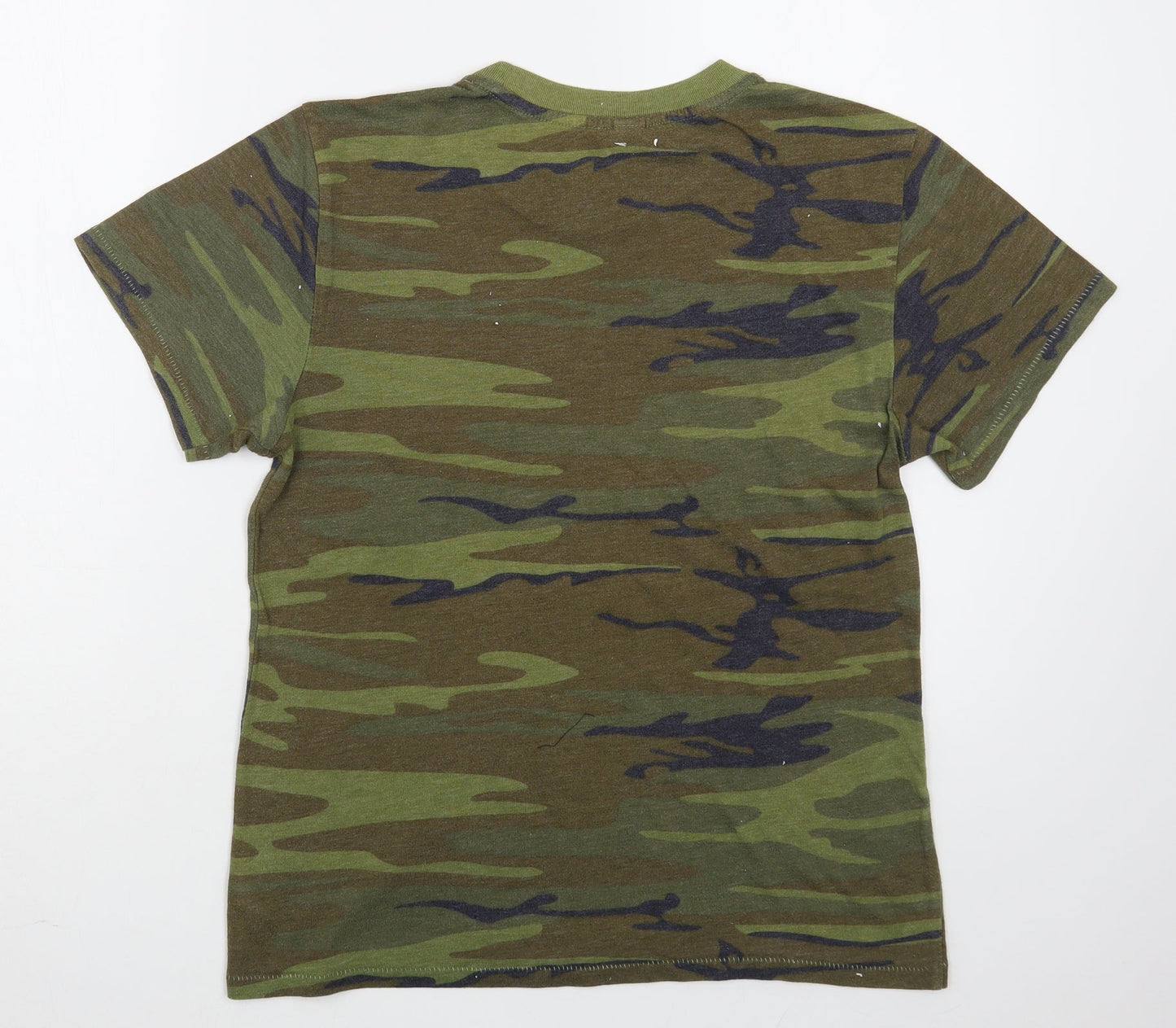 Alternative Earth Organics Mens Green Camouflage Cotton  T-Shirt Size M Round Neck