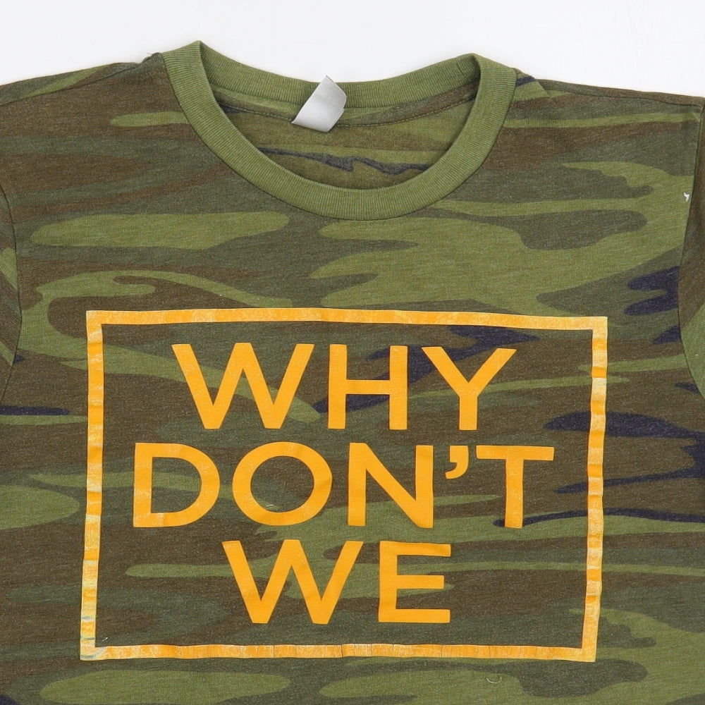 Alternative Earth Organics Mens Green Camouflage Cotton  T-Shirt Size M Round Neck