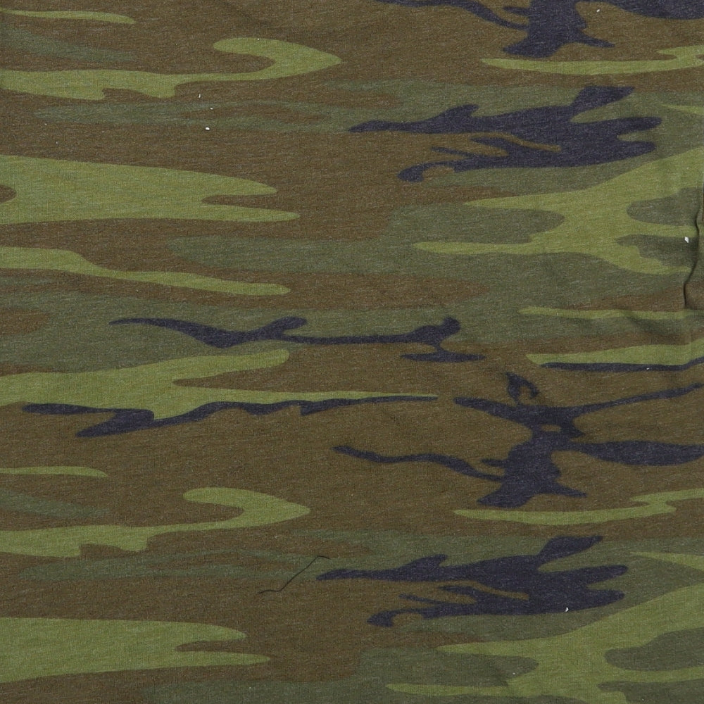 Alternative Earth Organics Mens Green Camouflage Cotton  T-Shirt Size M Round Neck