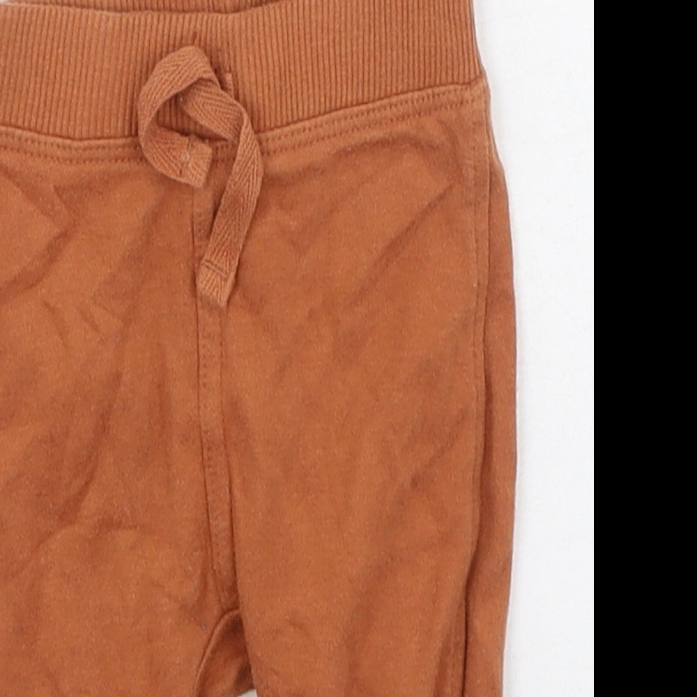 George  Baby Brown  Cotton Jogger Trousers Size 0-3 Months