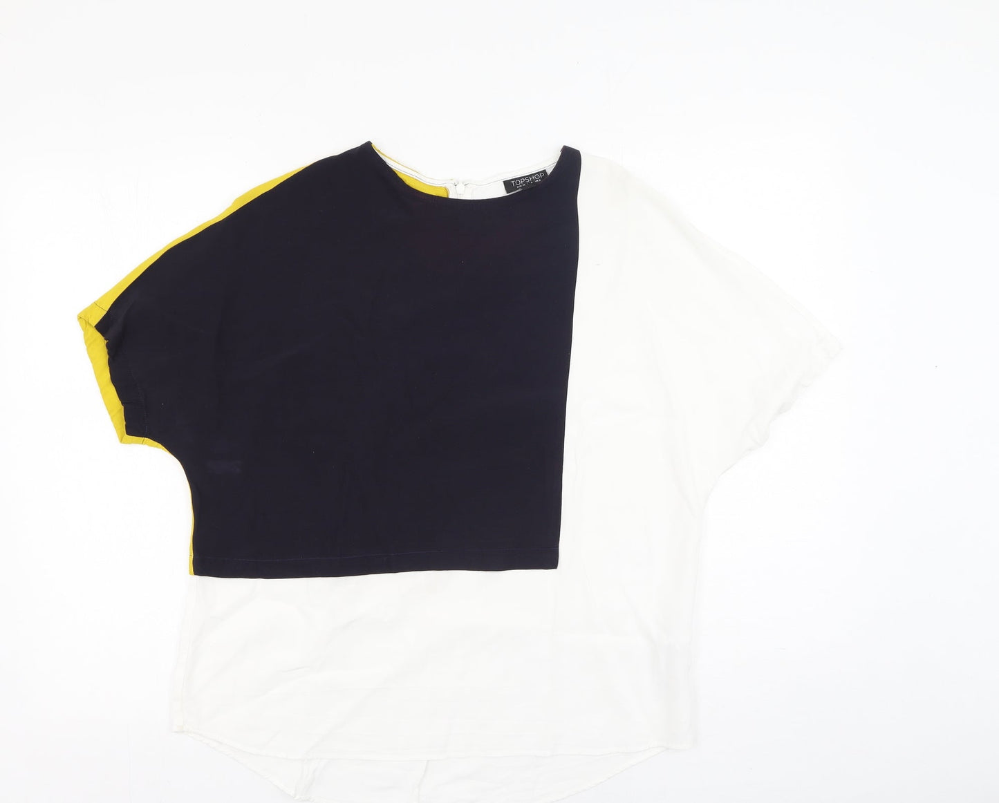 Topshop Womens Multicoloured  Viscose Basic Blouse Size 8 Round Neck