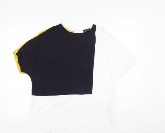 Topshop Womens Multicoloured  Viscose Basic Blouse Size 8 Round Neck