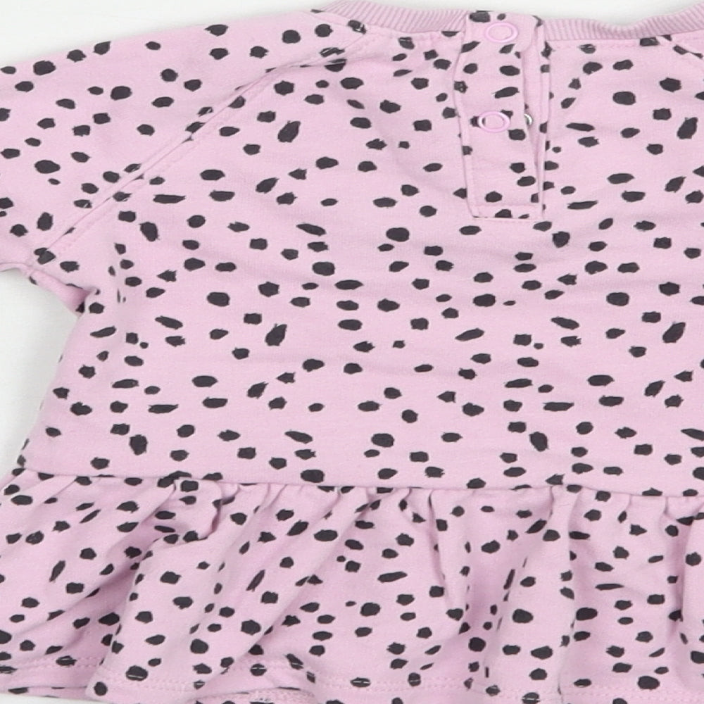 Dunnes Stores Baby Pink Animal Print Cotton Pullover Jumper Size 9-12 Months  Snap - Love