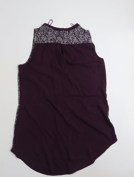 NEXT Womens Purple Geometric Polyester Basic Blouse Size 16 V-Neck