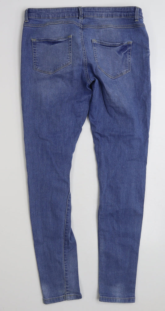 Denim & Co. Womens Blue  Cotton Skinny Jeans Size 12 L29 in Slim Zip