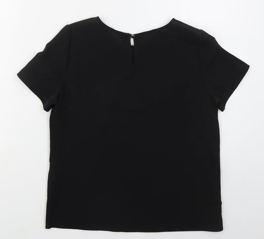 New Look Womens Black  Polyester Basic T-Shirt Size 6 Round Neck