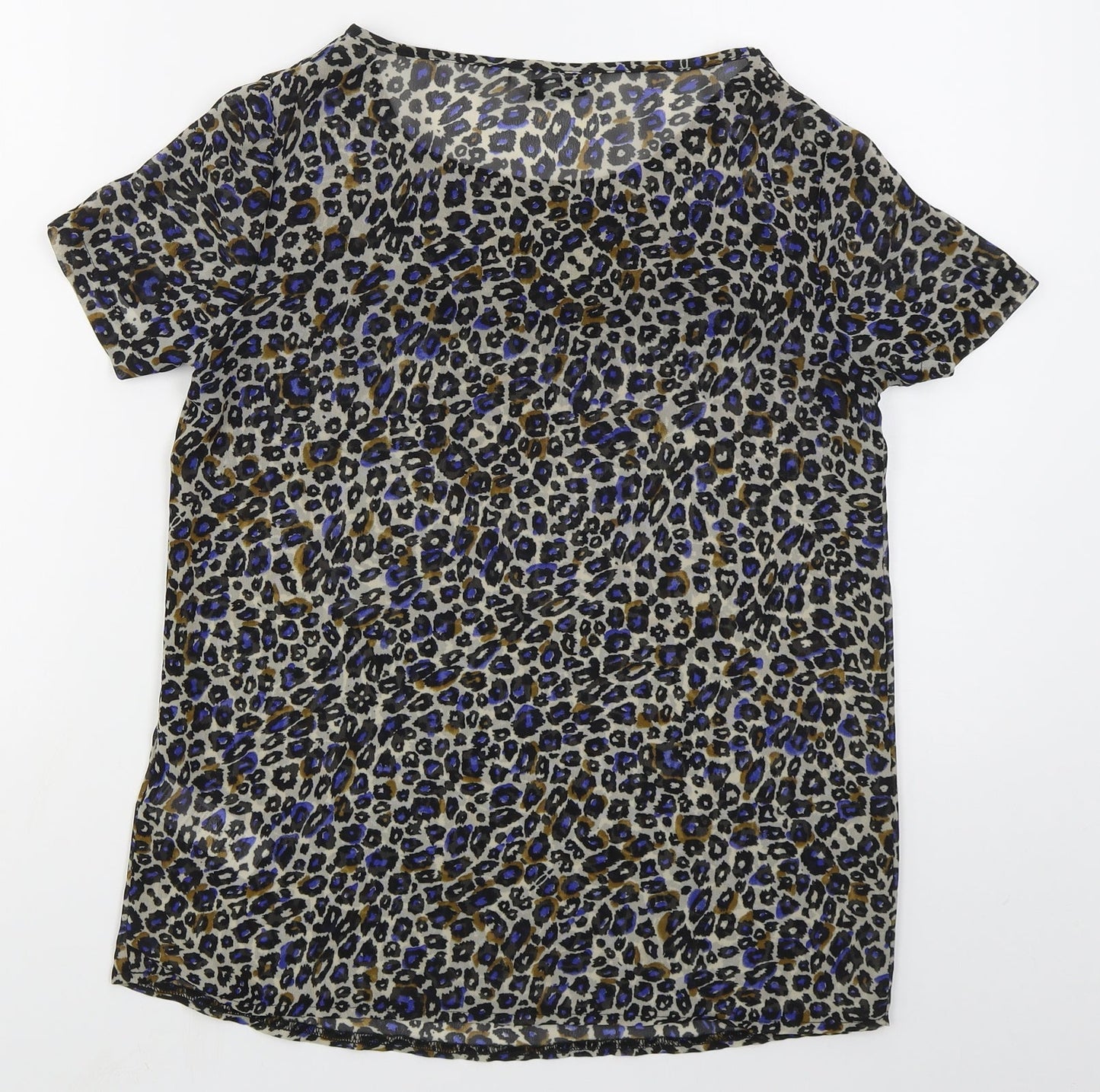 New Look Womens Beige Camouflage Polyester Basic Blouse Size 8 Round Neck - Blue