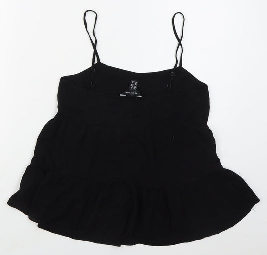 New Look Womens Black  Viscose Basic Tank Size 6 Scoop Neck