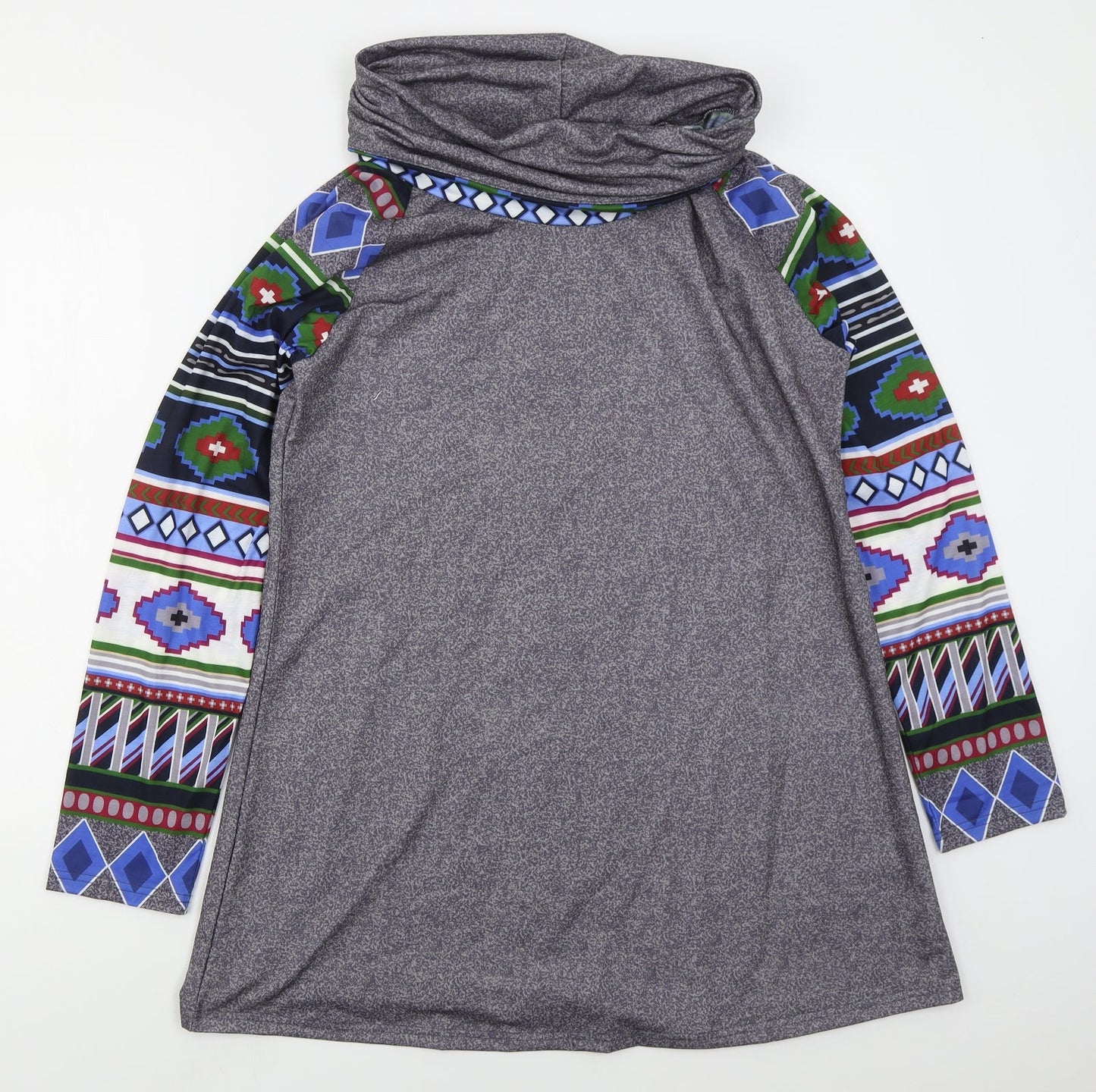 Miss Look Womens Grey Geometric Polyester Pullover Sweatshirt Size XL  Pullover